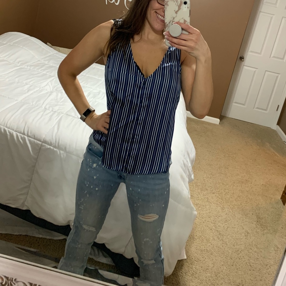 Open back striped tank
